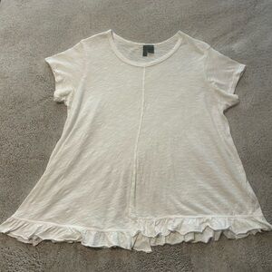 Women's Cream Ruffle Hem Top